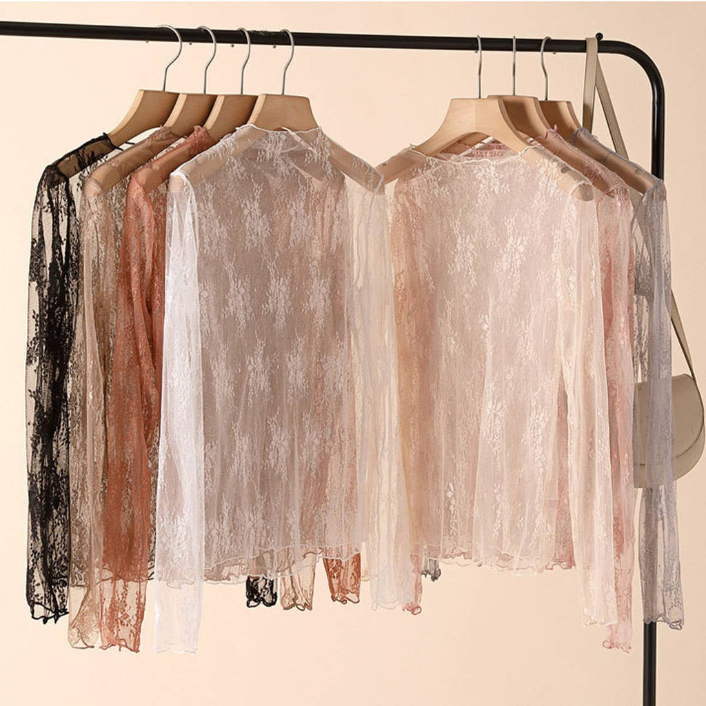 Sexy Mesh Blouse - Long Sleeve Lace Top for Women_CWTBLL3619