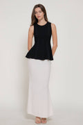 Sleeveless Crew Neck Cable Knit Peplum Top