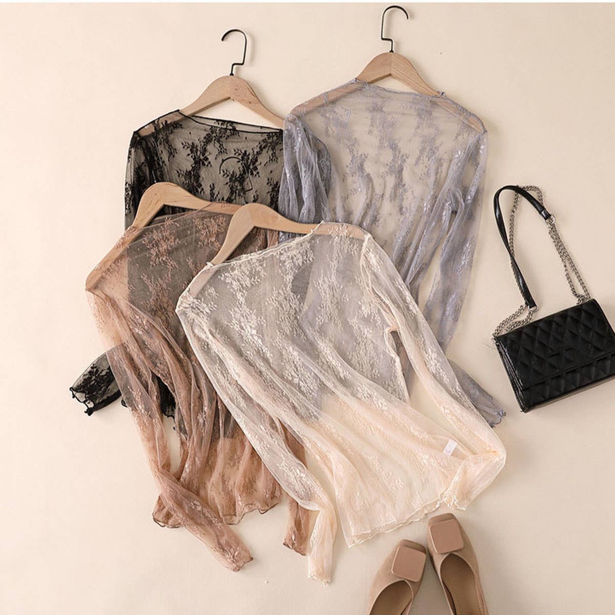 Sexy Mesh Blouse - Long Sleeve Lace Top for Women_CWTBLL3619