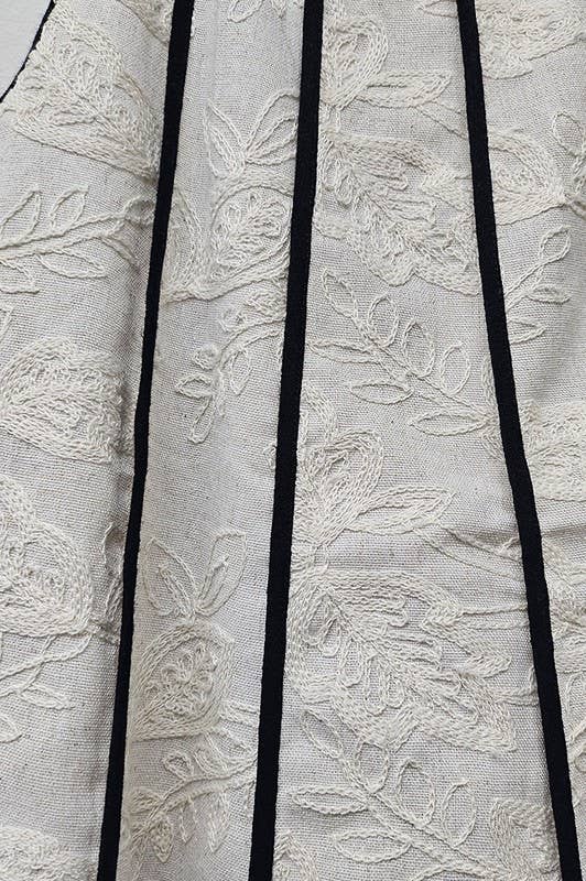 Embroidery Contrast Binding Linen Set