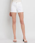 HIGH RISE DOUBLE CUFFED DENIM SHORTS T6442WH