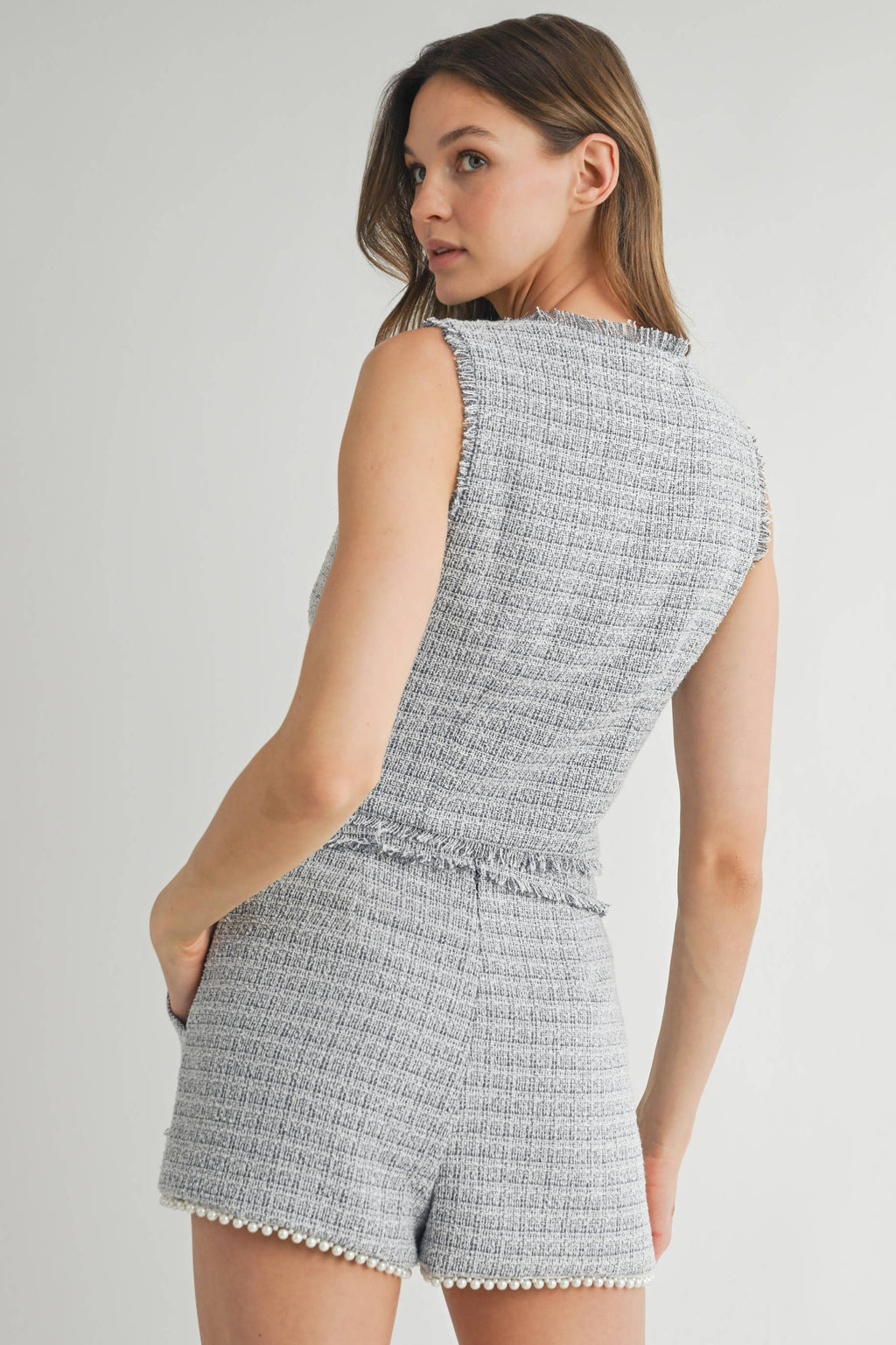 Lavender Tweed 2-Piece Shorts Set