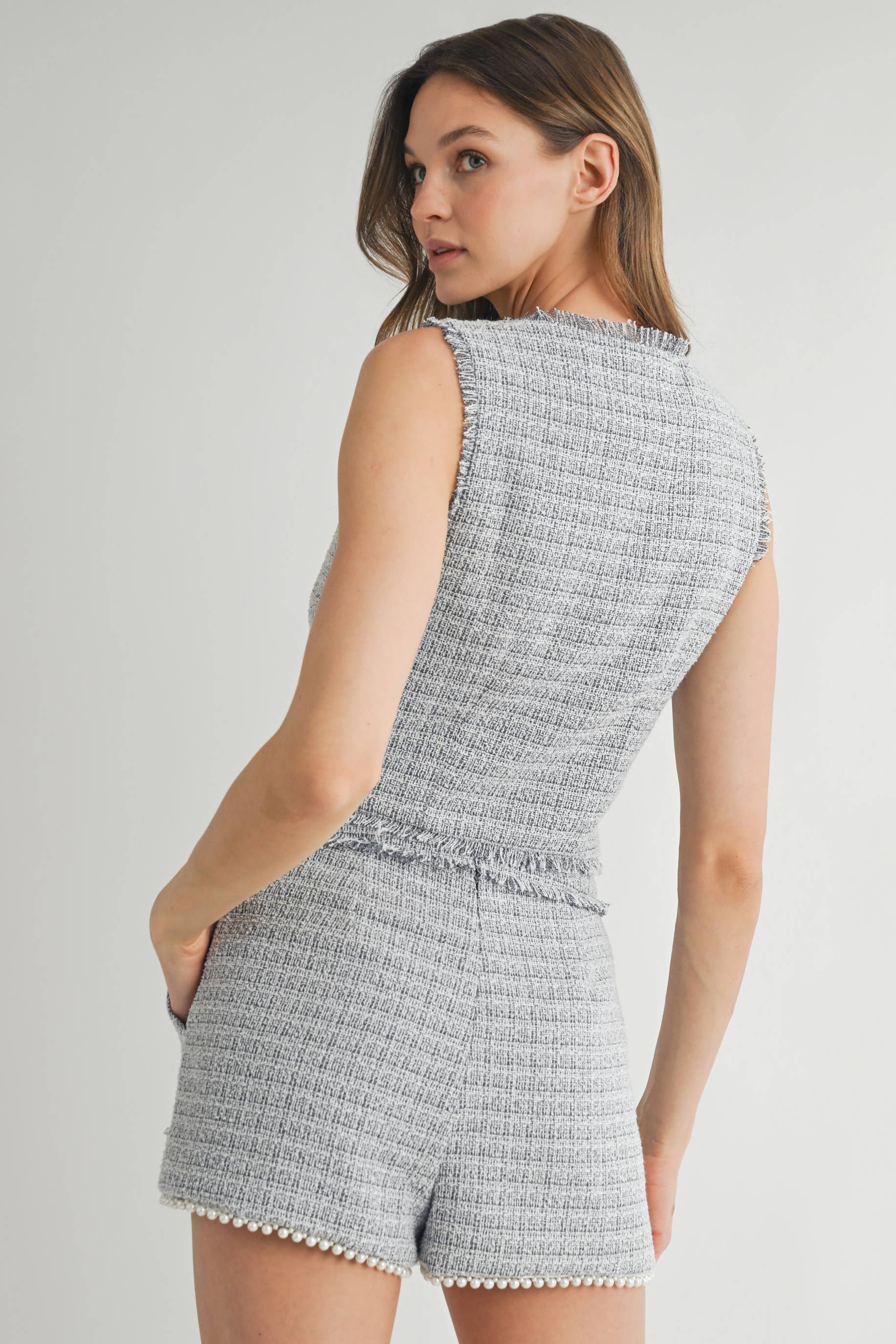 Lavender Tweed 2-Piece Shorts Set
