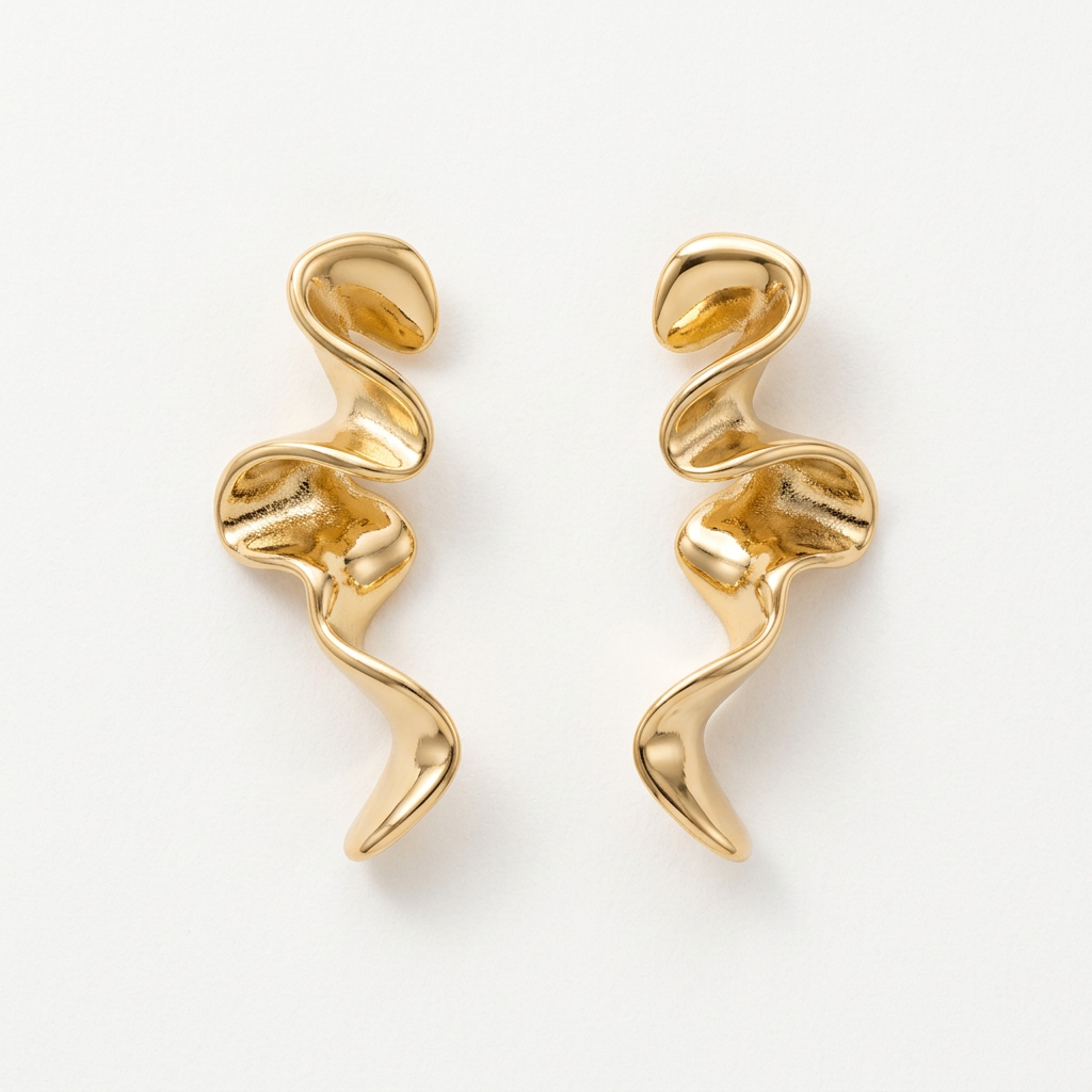 14K Gold Filled Sculptural Flow Drop Earrings