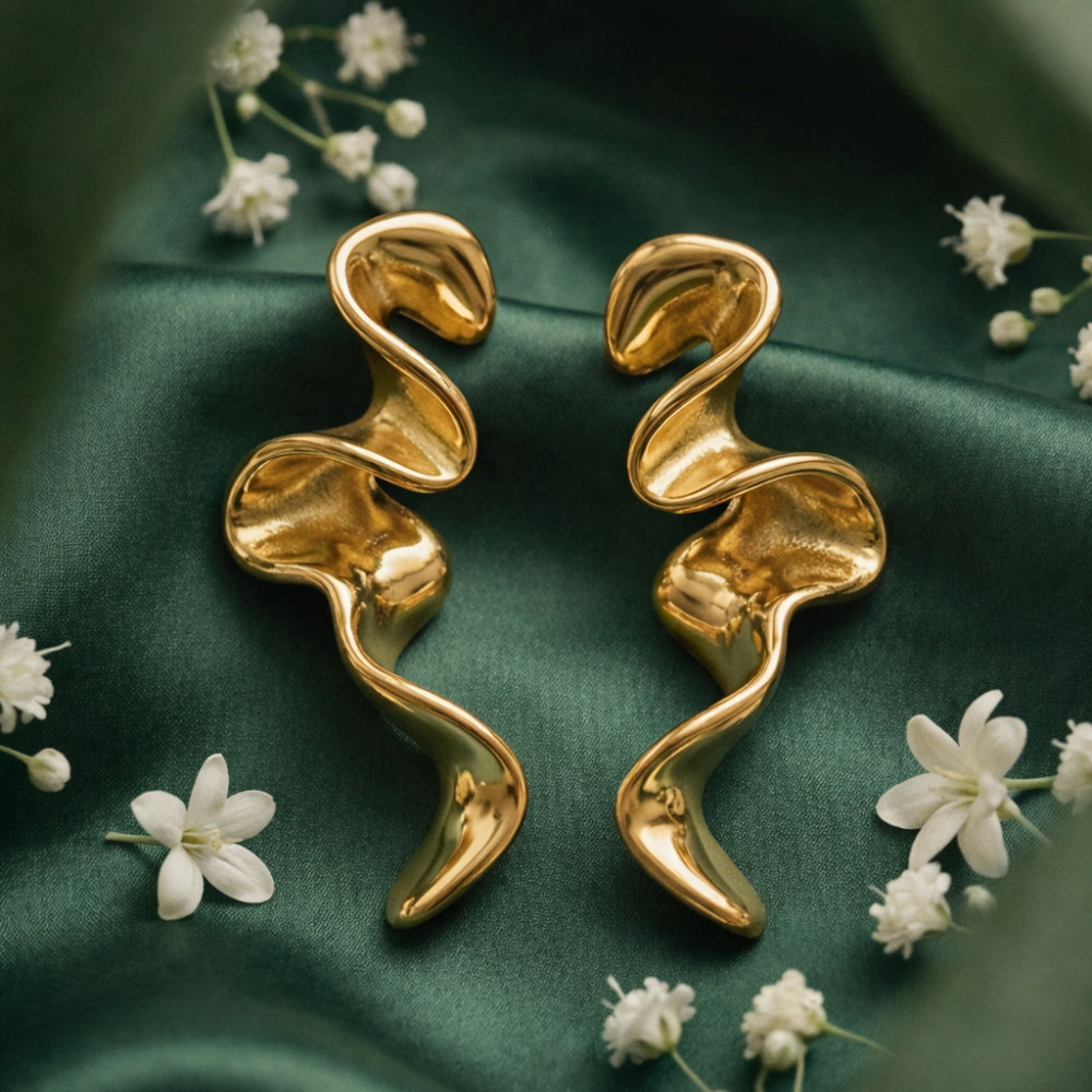 14K Gold Filled Sculptural Flow Drop Earrings