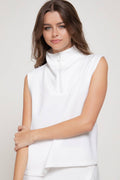 Sleeveless High Neck Soft Scuba Top with Zipper Detail