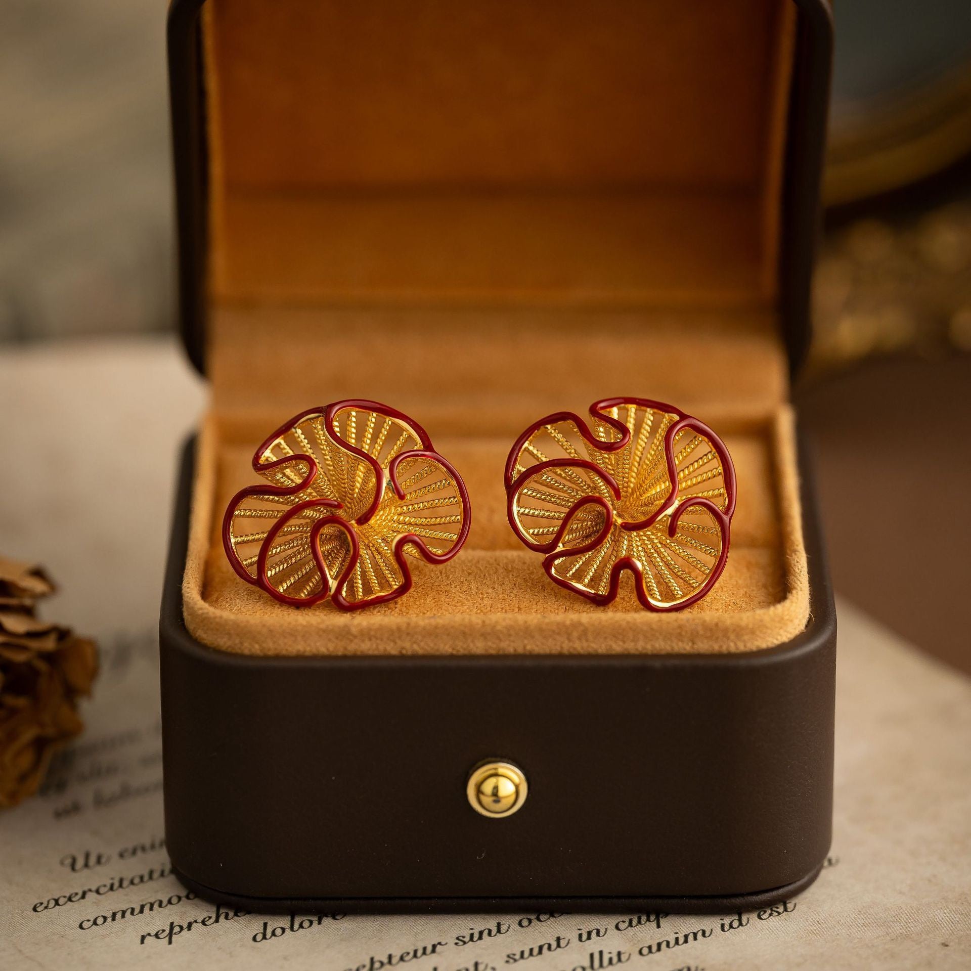 18k Gold Plated Florals Stud Earrings
