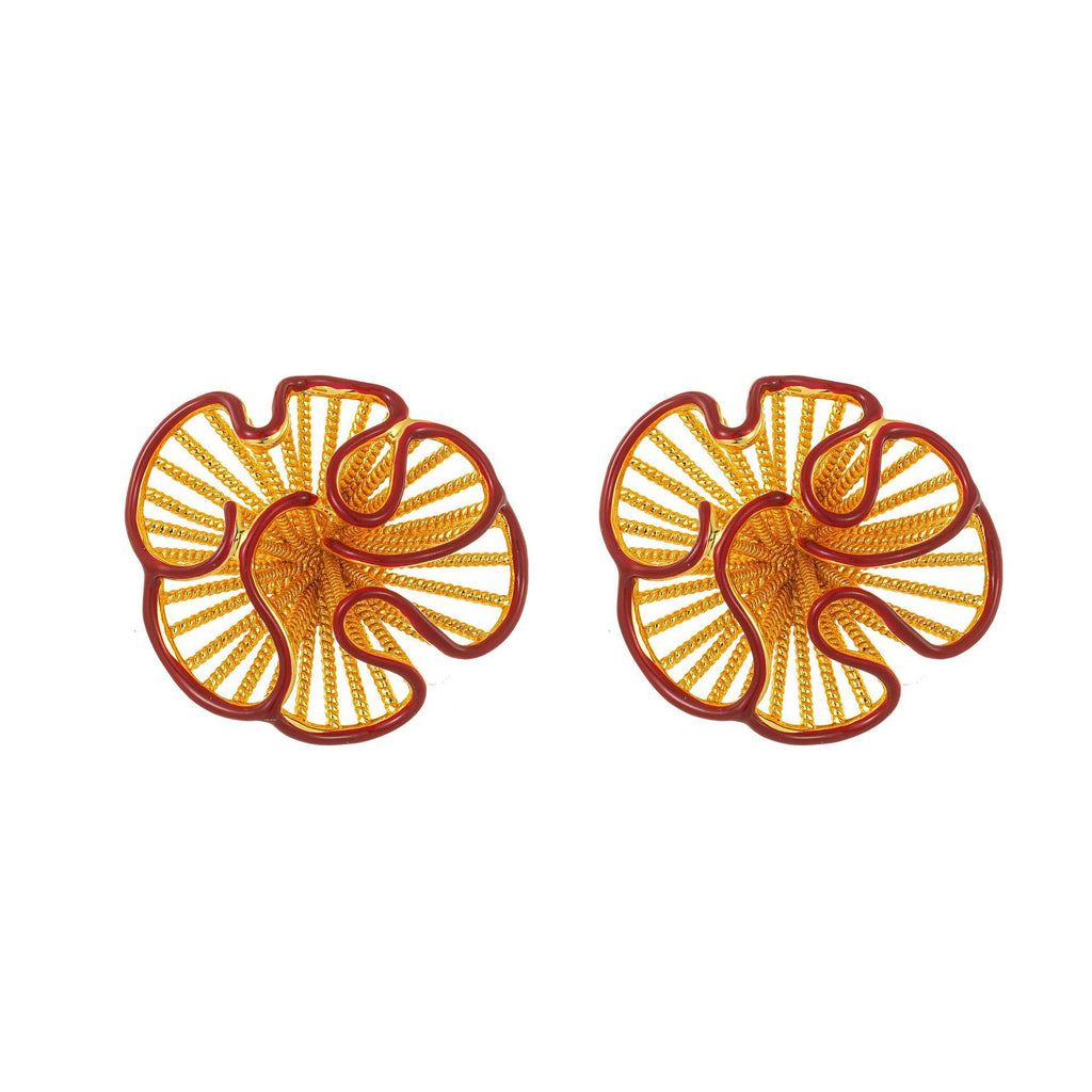 18k Gold Plated Florals Stud Earrings