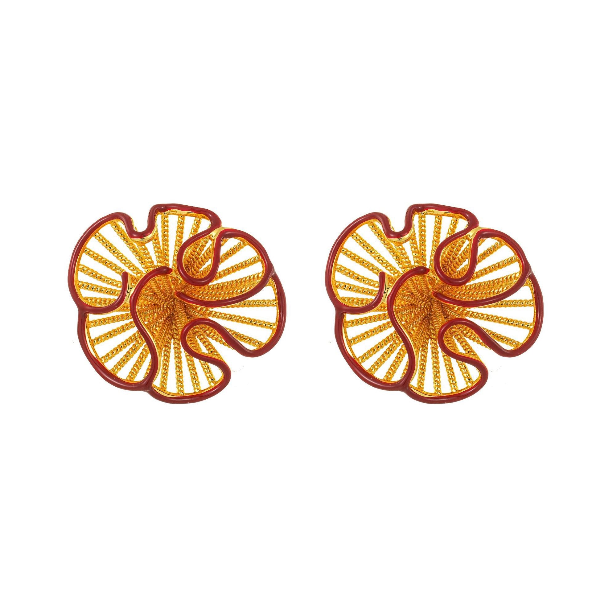 18k Gold Plated Florals Stud Earrings