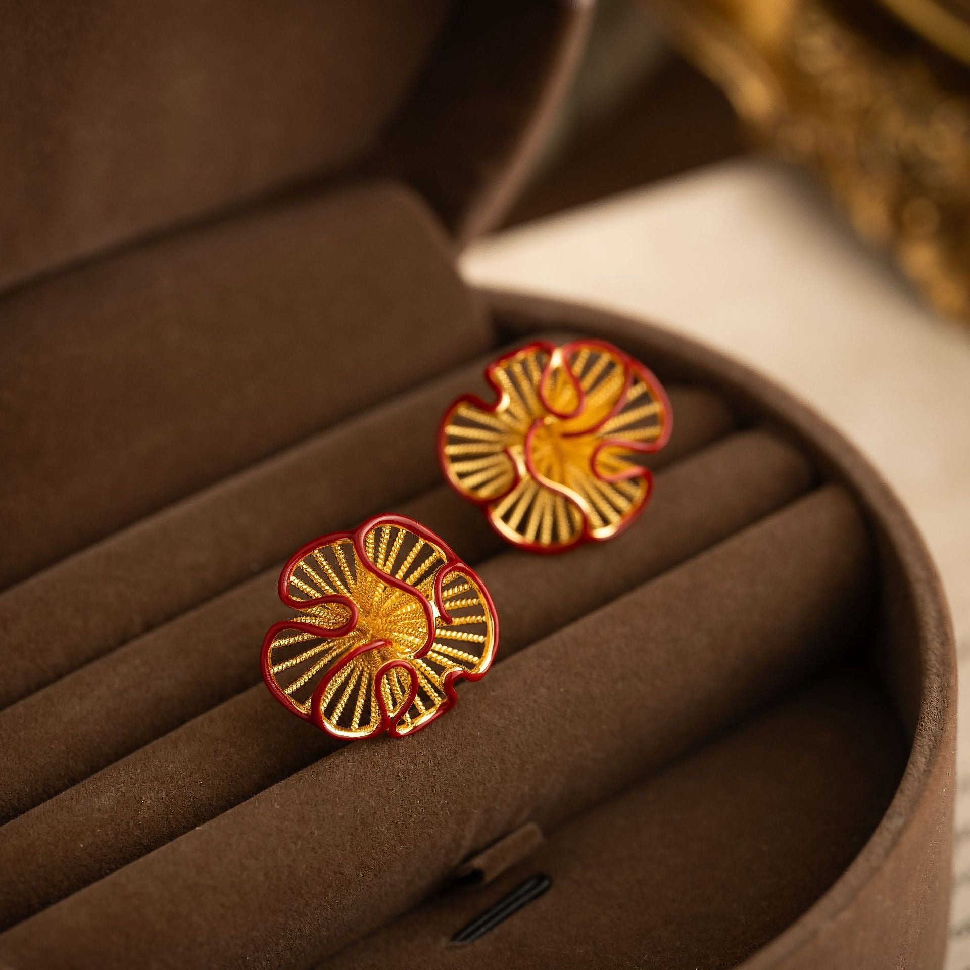 18k Gold Plated Florals Stud Earrings