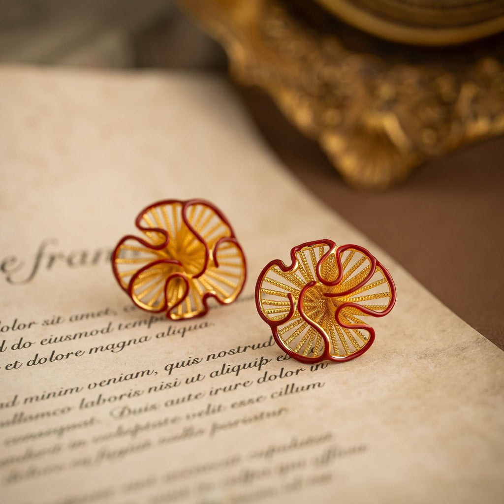 18k Gold Plated Florals Stud Earrings