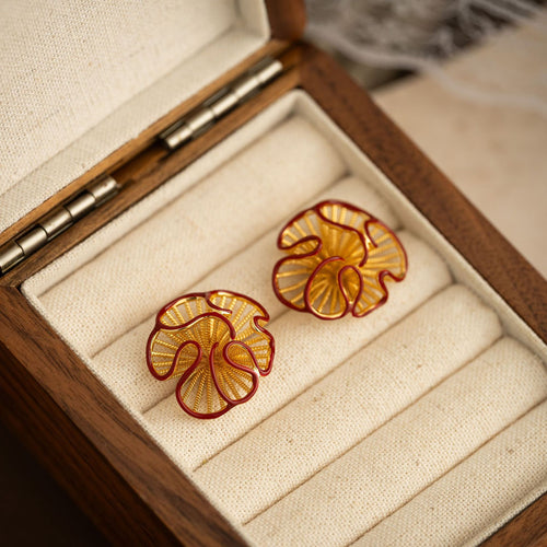 18k Gold Plated Florals Stud Earrings