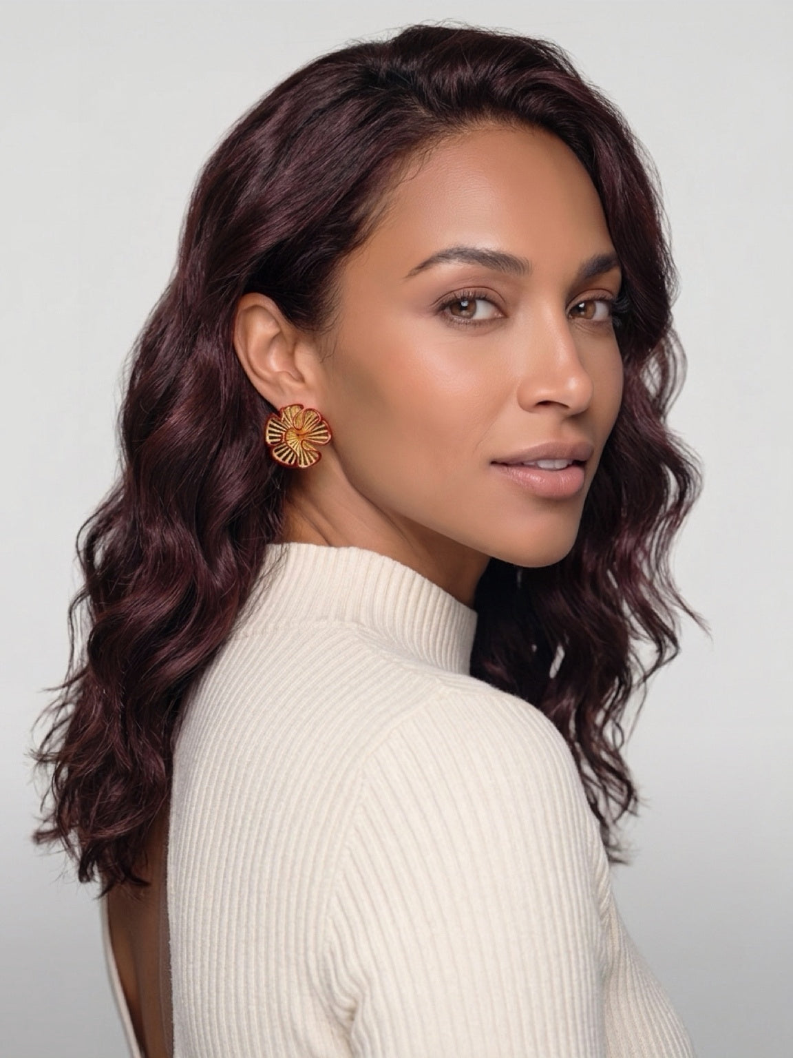 18k Gold Plated Florals Stud Earrings