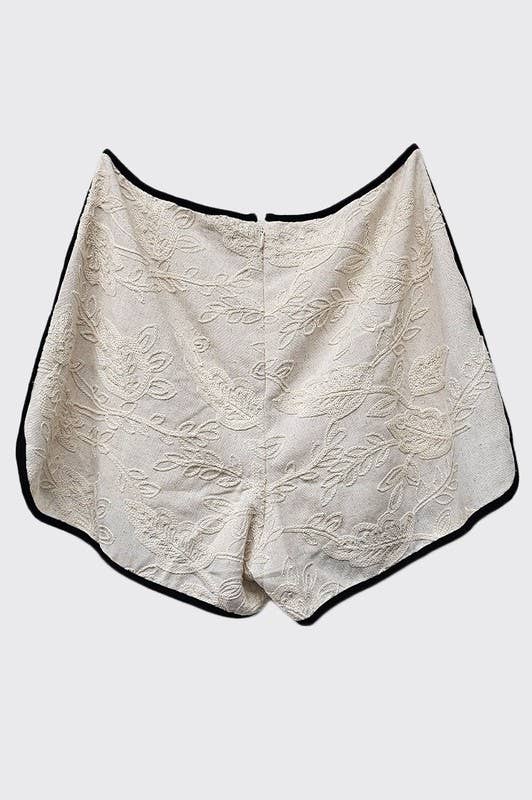 Embroidery Contrast Binding Linen Set