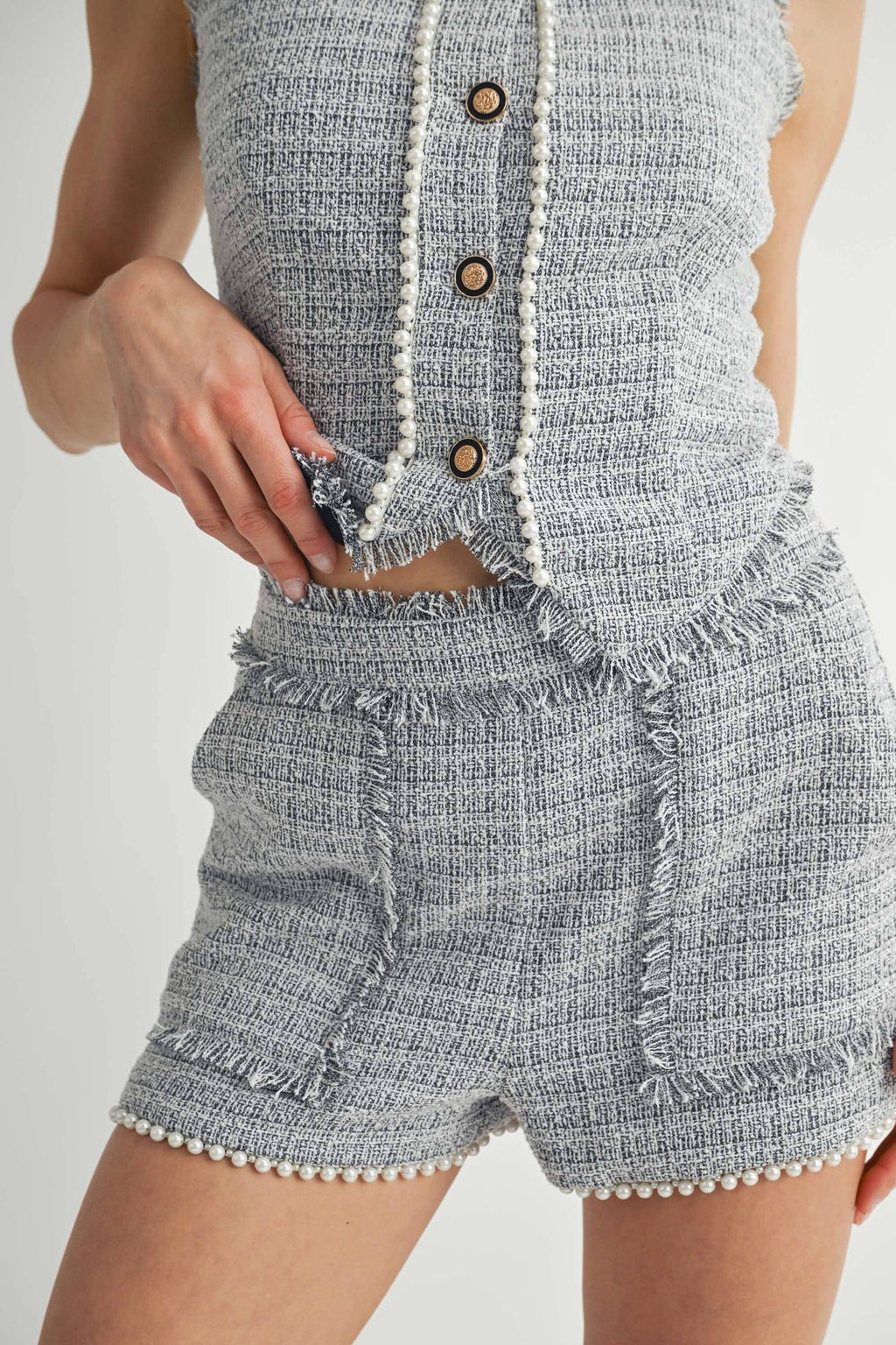Lavender Tweed 2-Piece Shorts Set