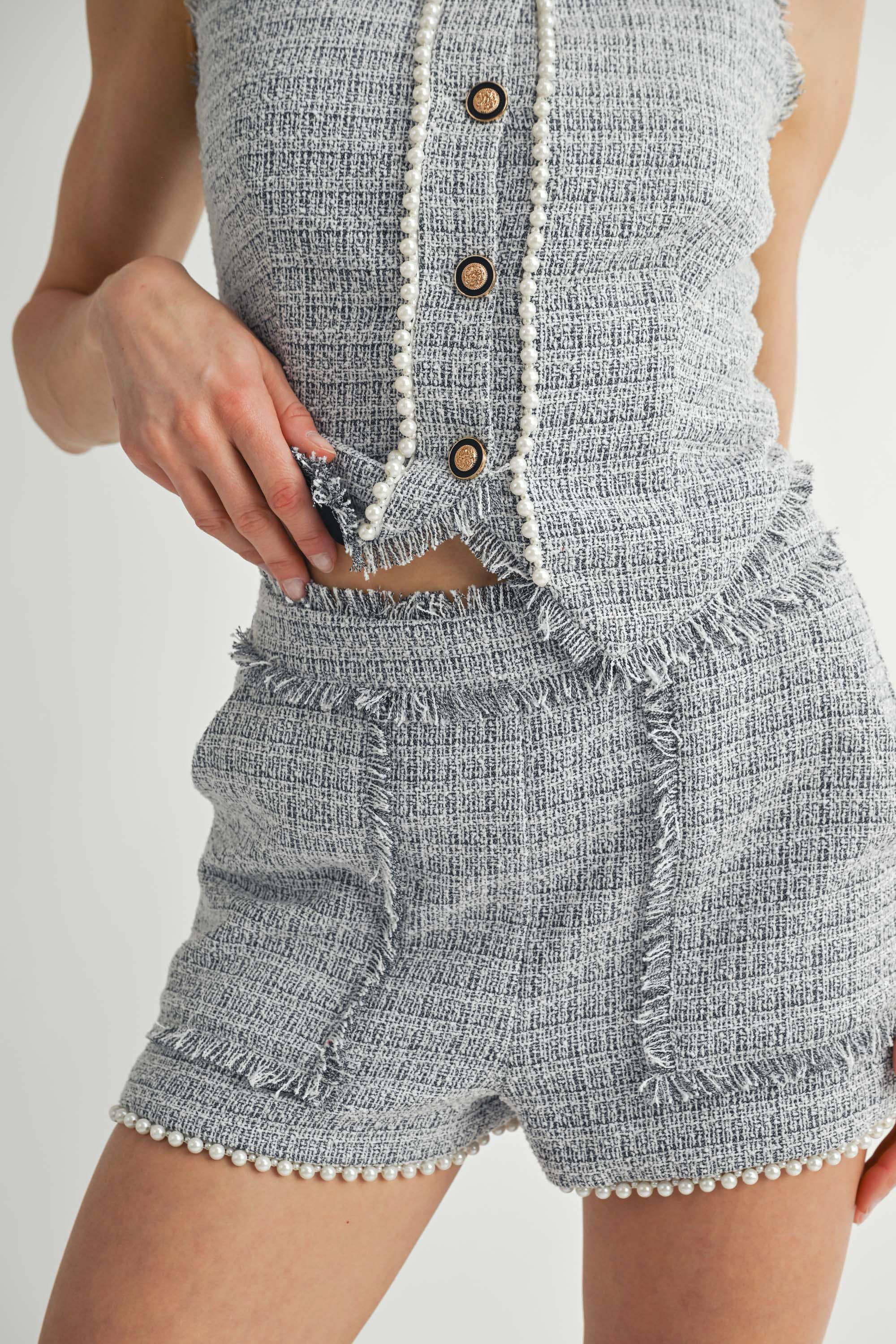 Lavender Tweed 2-Piece Shorts Set