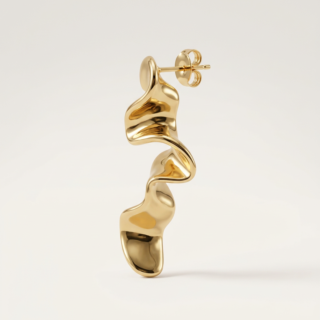14K Gold Filled Sculptural Flow Drop Earrings
