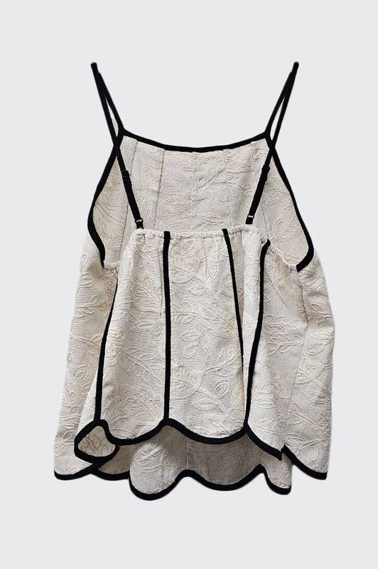 Embroidery Contrast Binding Linen Set